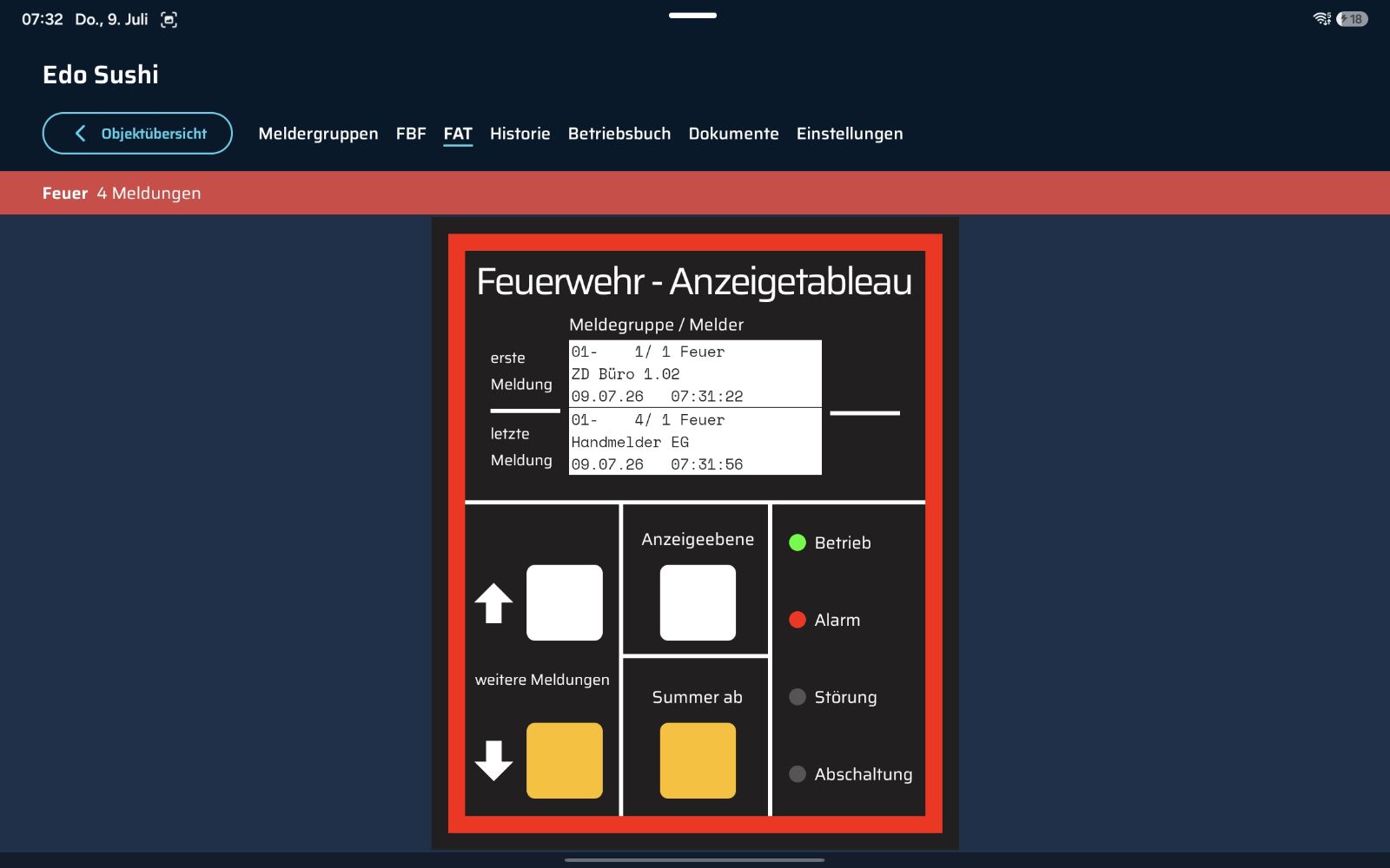 IRAS App - Feuerwehr-Bedienfeld