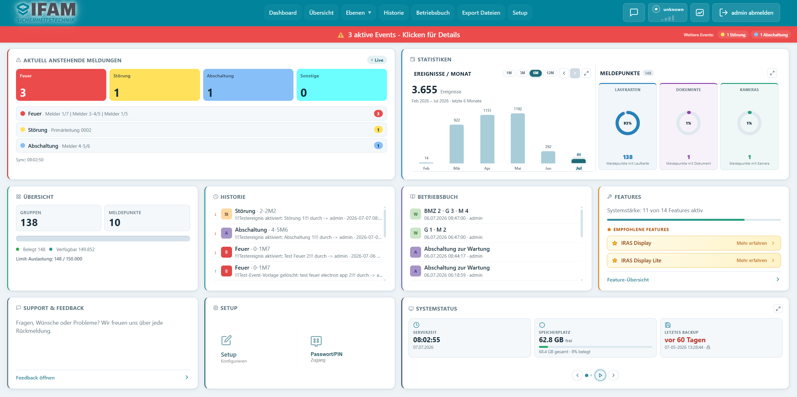 Aktives Feuer-Event in der Detailansicht