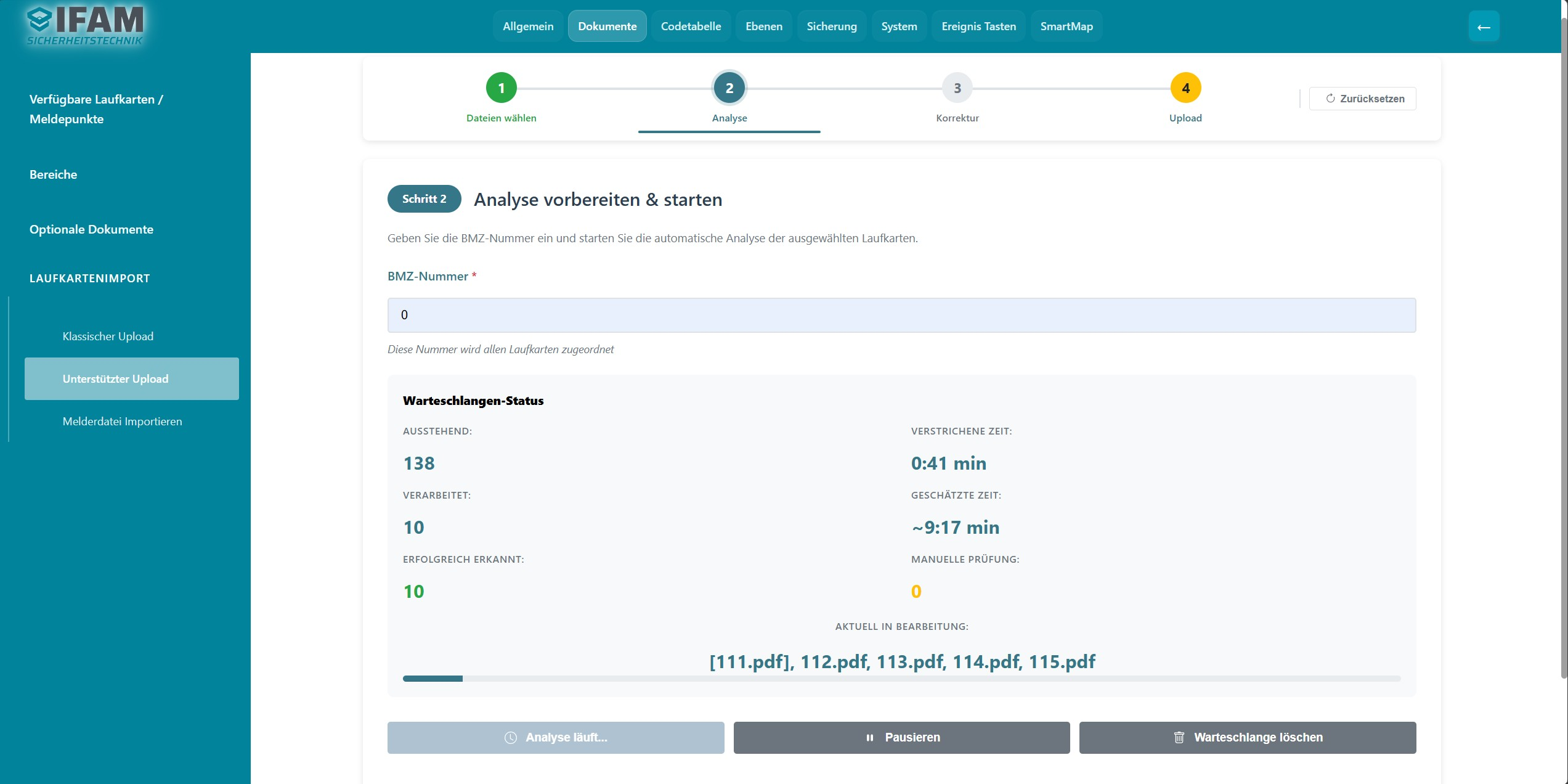 Unterstützter Upload für Laufkarten mit KI-Erkennung